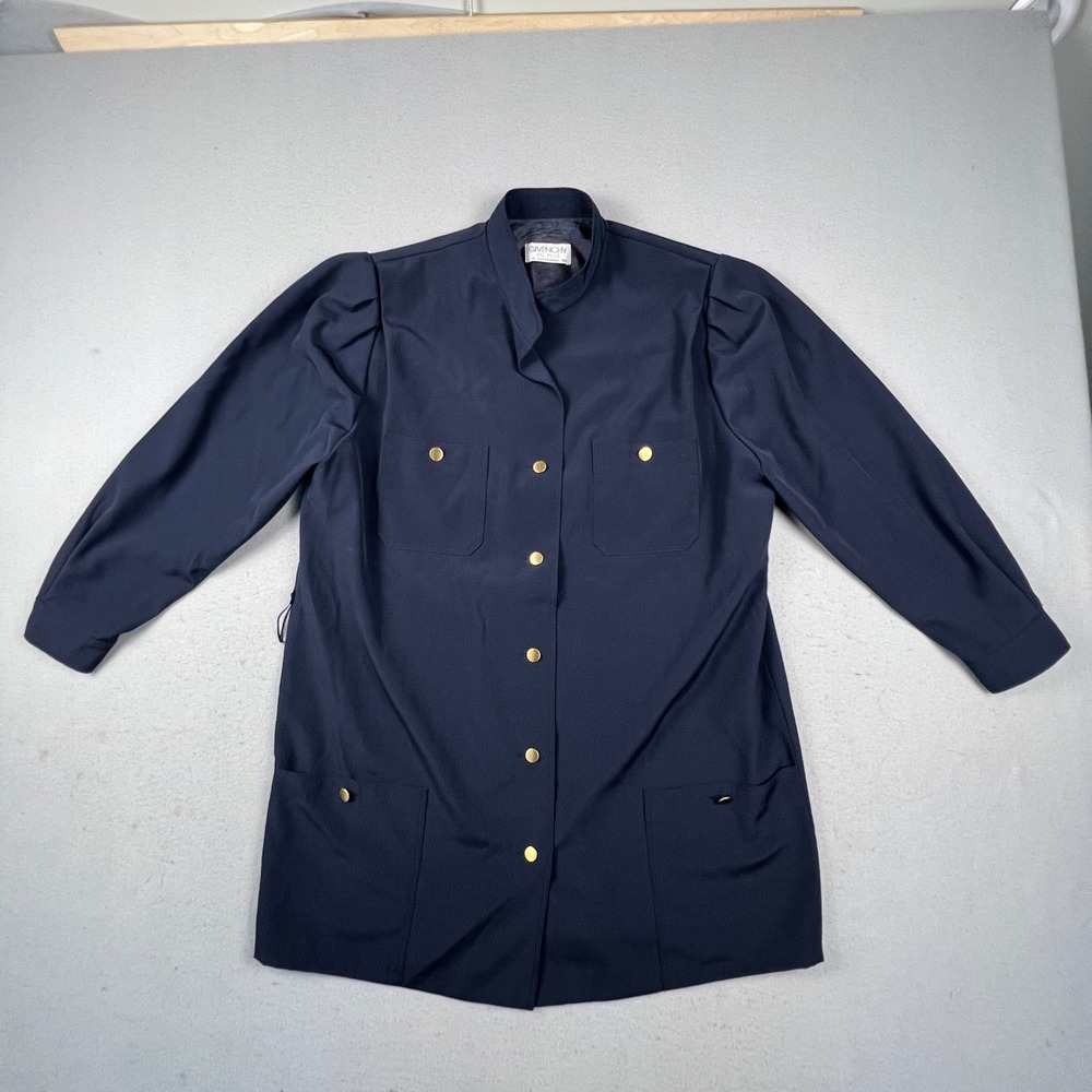 Givenchy En Plus Jacket Womens 18W Blue Vintage West Germany Gold Button Tunic